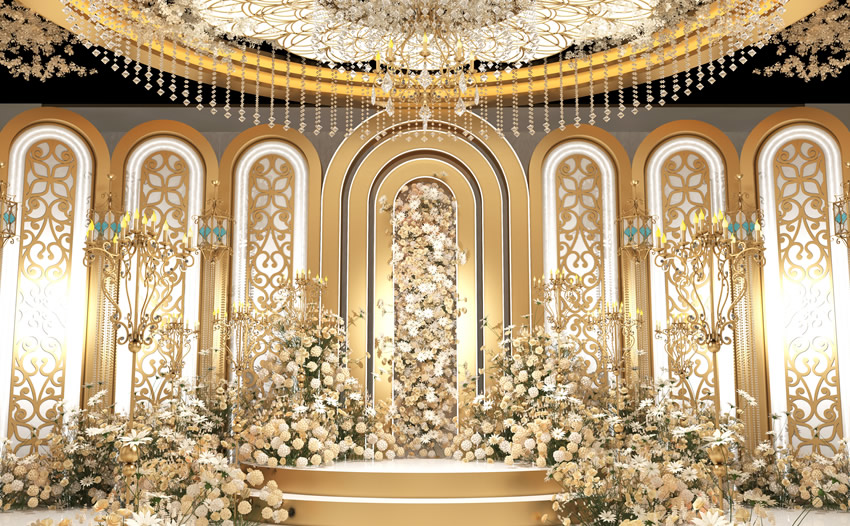 召陵香槟色调婚礼堂效果展示